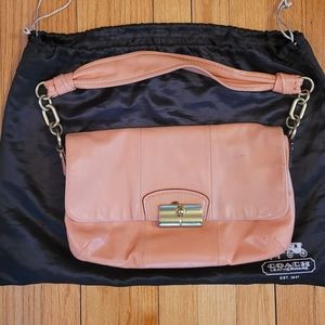 Coach Peach Leather Satchel with Gold Hardware